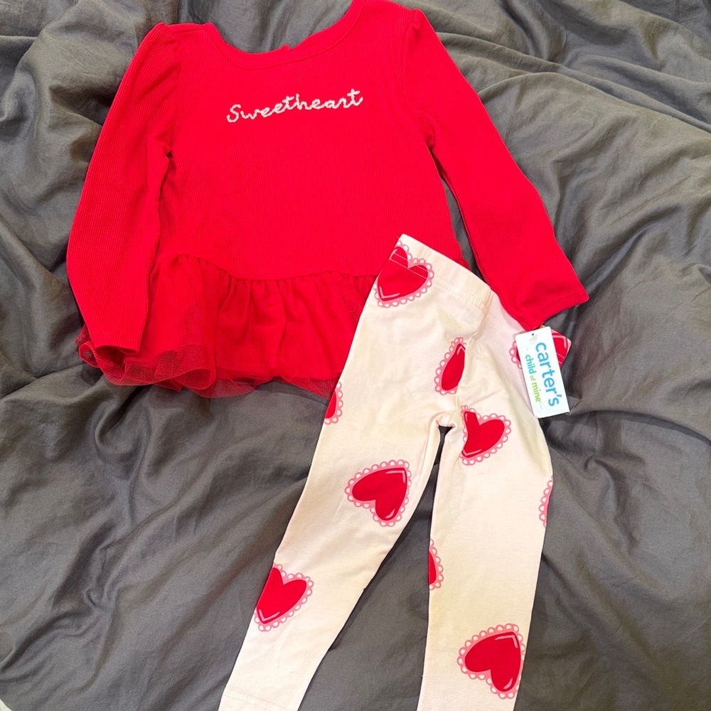 Carter's Red Sweetheart Top and Heart Leggings